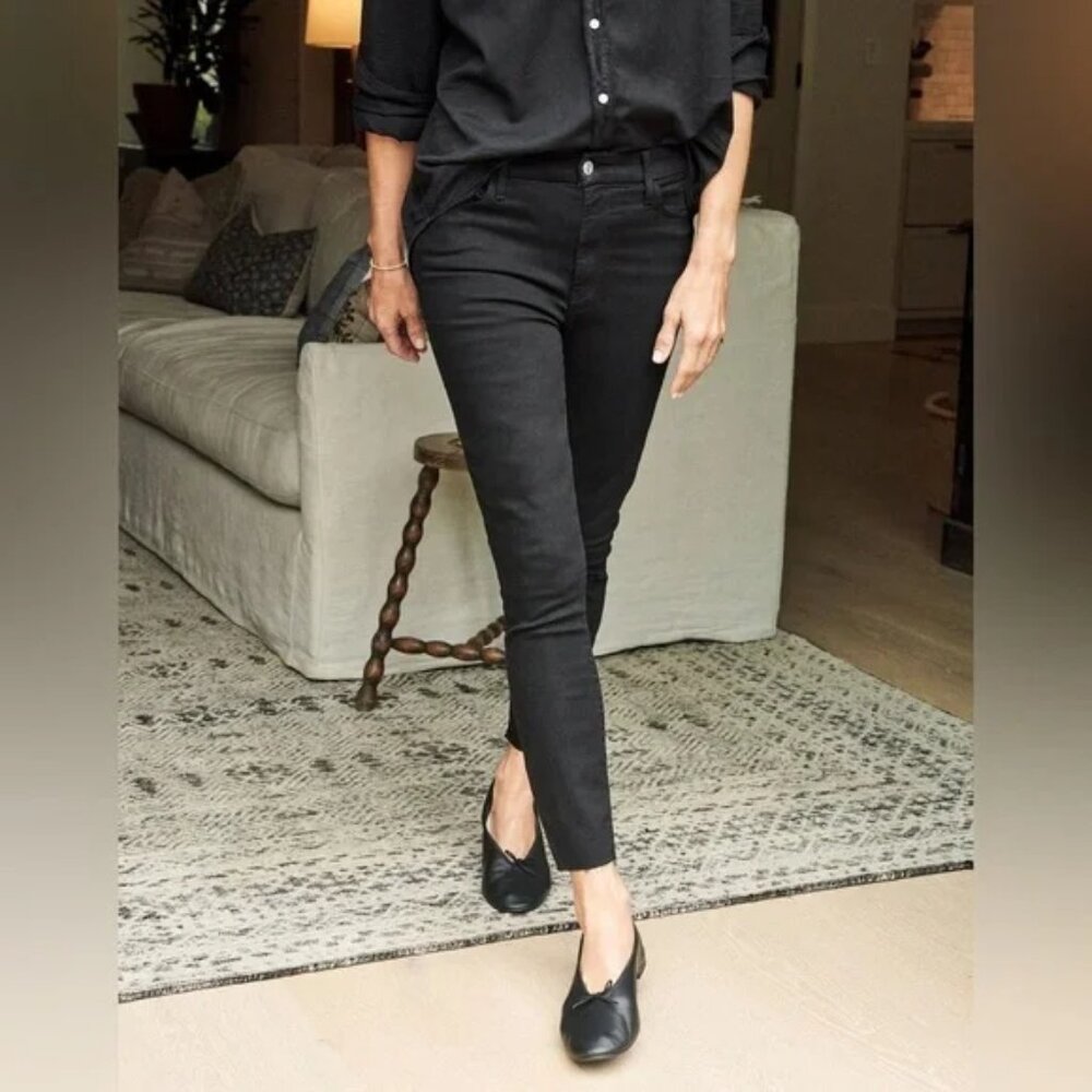 Frank & Eileen Sligo Skinny Jeans Mid Rise Crop Jet Black Sz 30 HEMMED